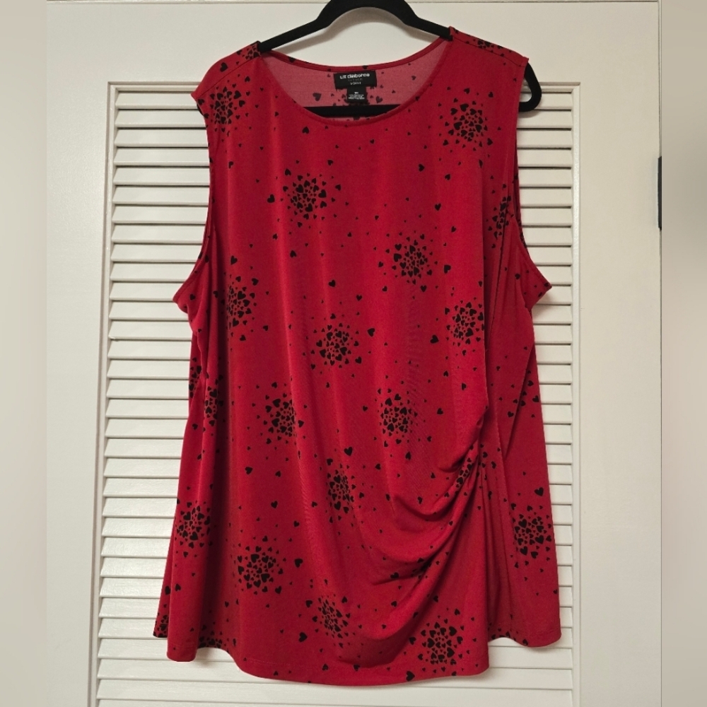Liz Claiborne - (Plus-Size) Black & Red Sleeveless Love Heart Top